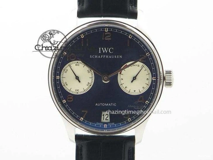 MIROTIME 0411 Packable Portuguese IW358304 ZF 1:1 Best Edition SS White Dial Blue Markers on Leather Strap A 7079